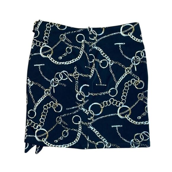 NWT Y2K vintage Cache black chain mini skirt Jersey Small tie front - Picture 3 of 8